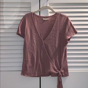 Madewell cross tie short sleeve (mauve color)